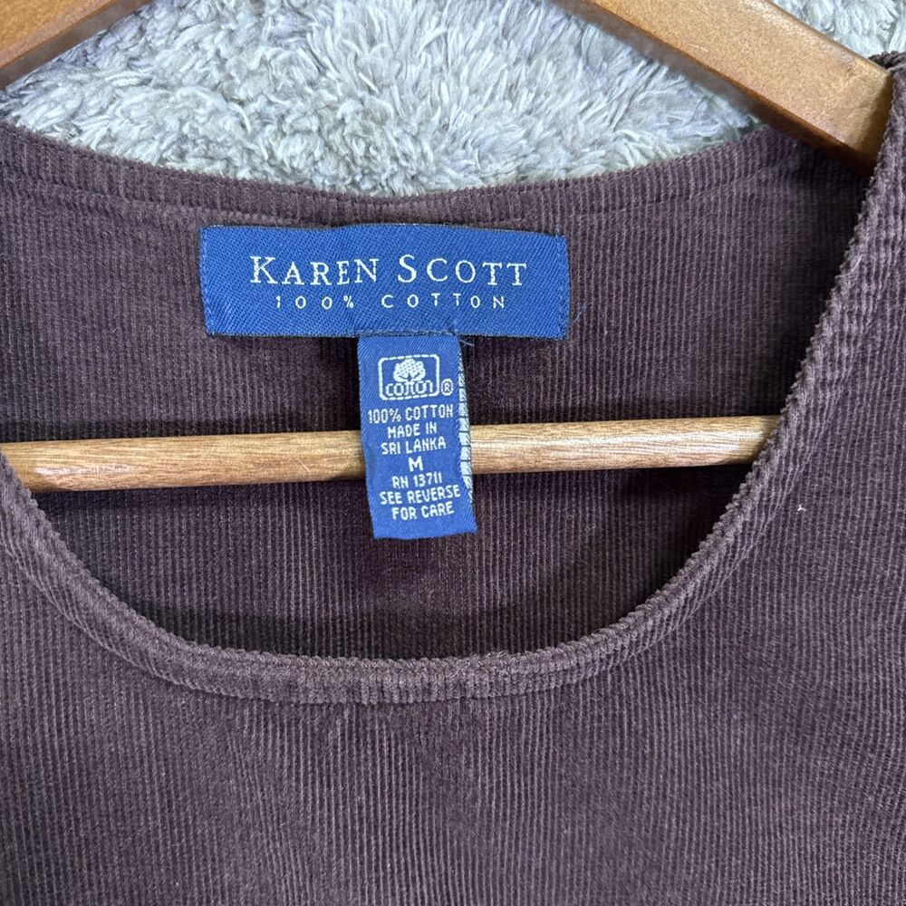 Vintage 90s Brown Corduroy Maxi Jumper Dress Medium Long Pockets 100% Cotton - Picture 3 of 9